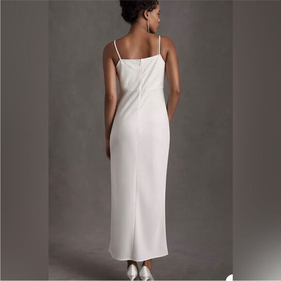 BHLDN Cali Satin Cowl-Neck MIDI Slip Dress in Ivory - Picture 3 of 8